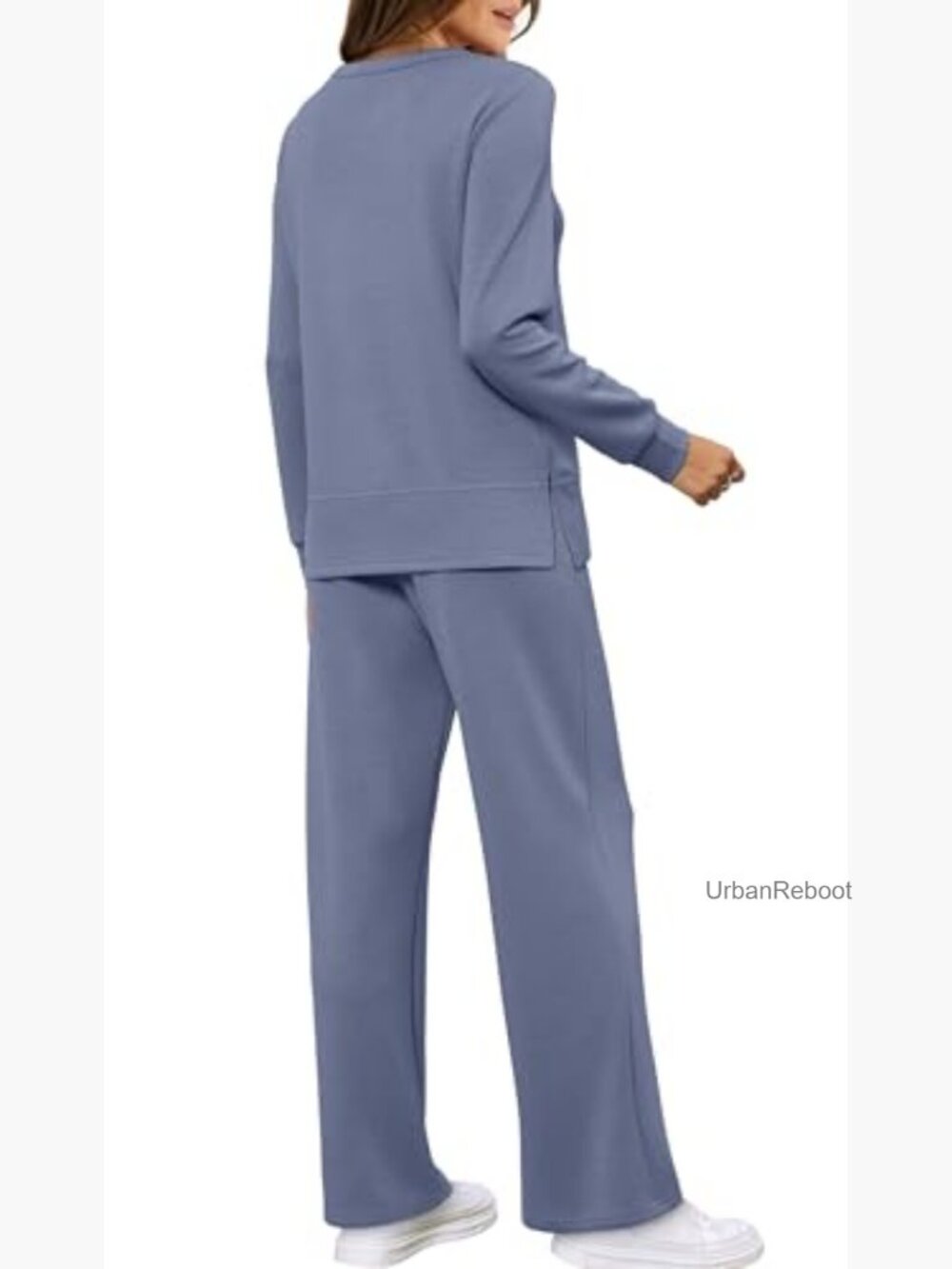Women's 2 Piece Lounge Set Sweatshirt Wide Leg Tracksuit Casual Travel Outfits - Picture 4 of 7